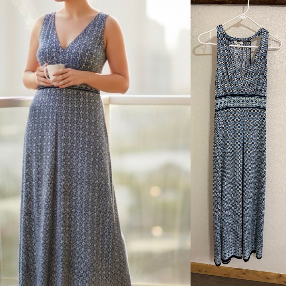 Max Studio Blue Floral Sleeveless Maxi Dress XS